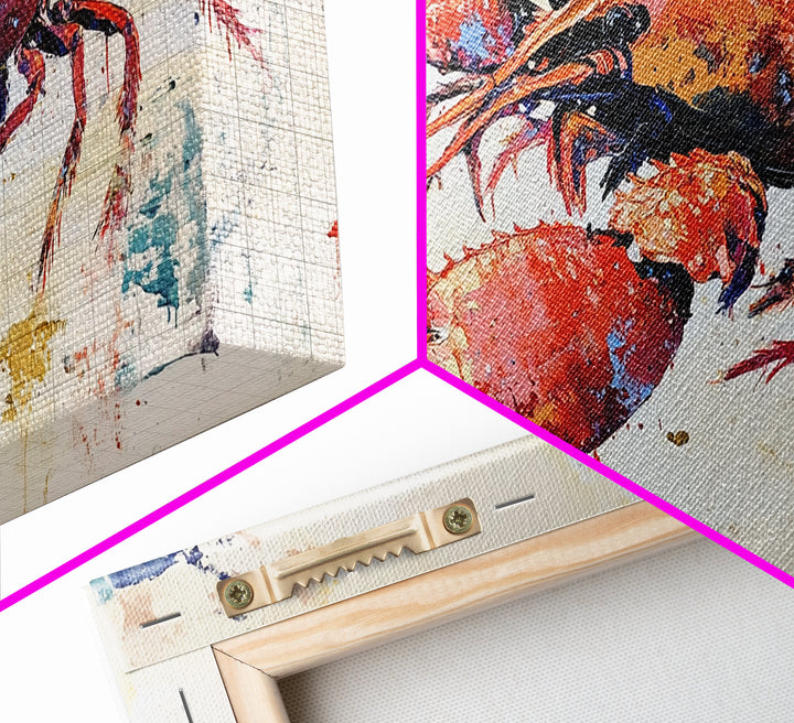 Crayfish Painting, Seafood Art, Rustic Wall Art, Coastal Kitchen Decor, Fishing Art, Nautical Decor, Long Narrow Wall Art, Canvas Print