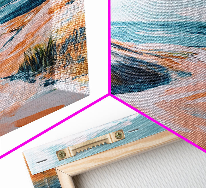 Coastal Landscape Art, Seascape Painting, Beach Dunes Art, Ocean View, Nautical Decor, Coastal Decor, Framed Canvas Print