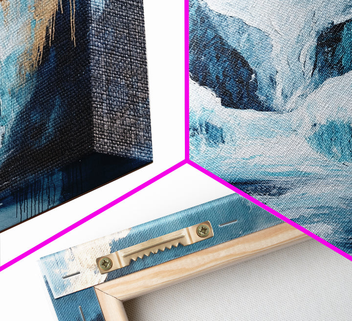 Abstract Glacier, wabi sabi art, zen wall art, blue and green wall art, minimalist art, Framed Canvas Print