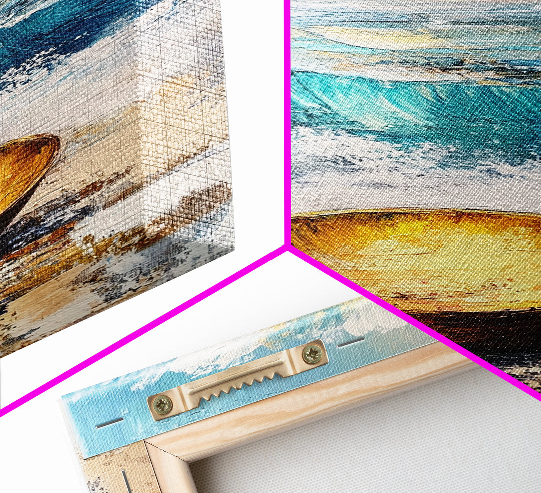 Ocean and Golden Bowl, coastal decor, nautical wall art, rustic wall art, abstract painting, seascape painting, Canvas Print