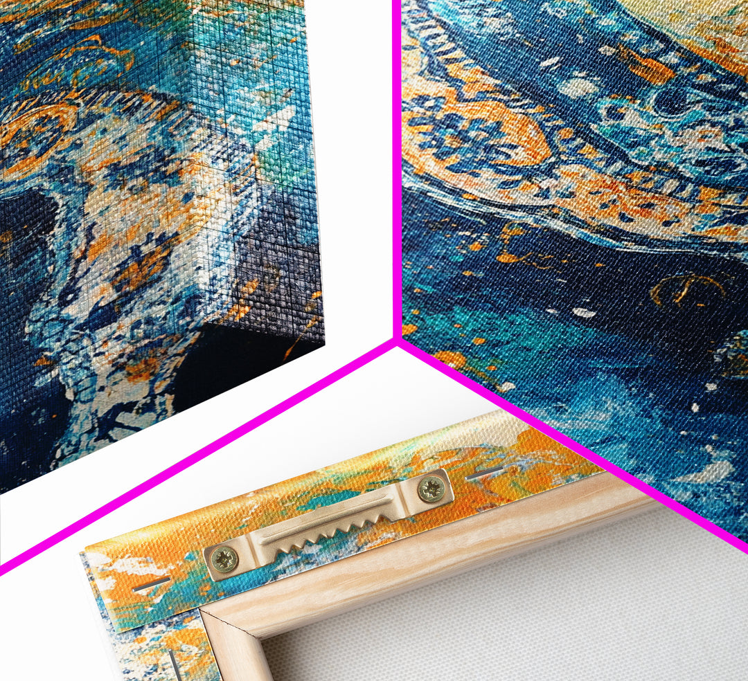 Abstract Ocean, Coastal Landscape Art, Blue and Green Wall Art, Teal Wall Art, Nautical Decor, Framed Canvas Print, Gift Idea