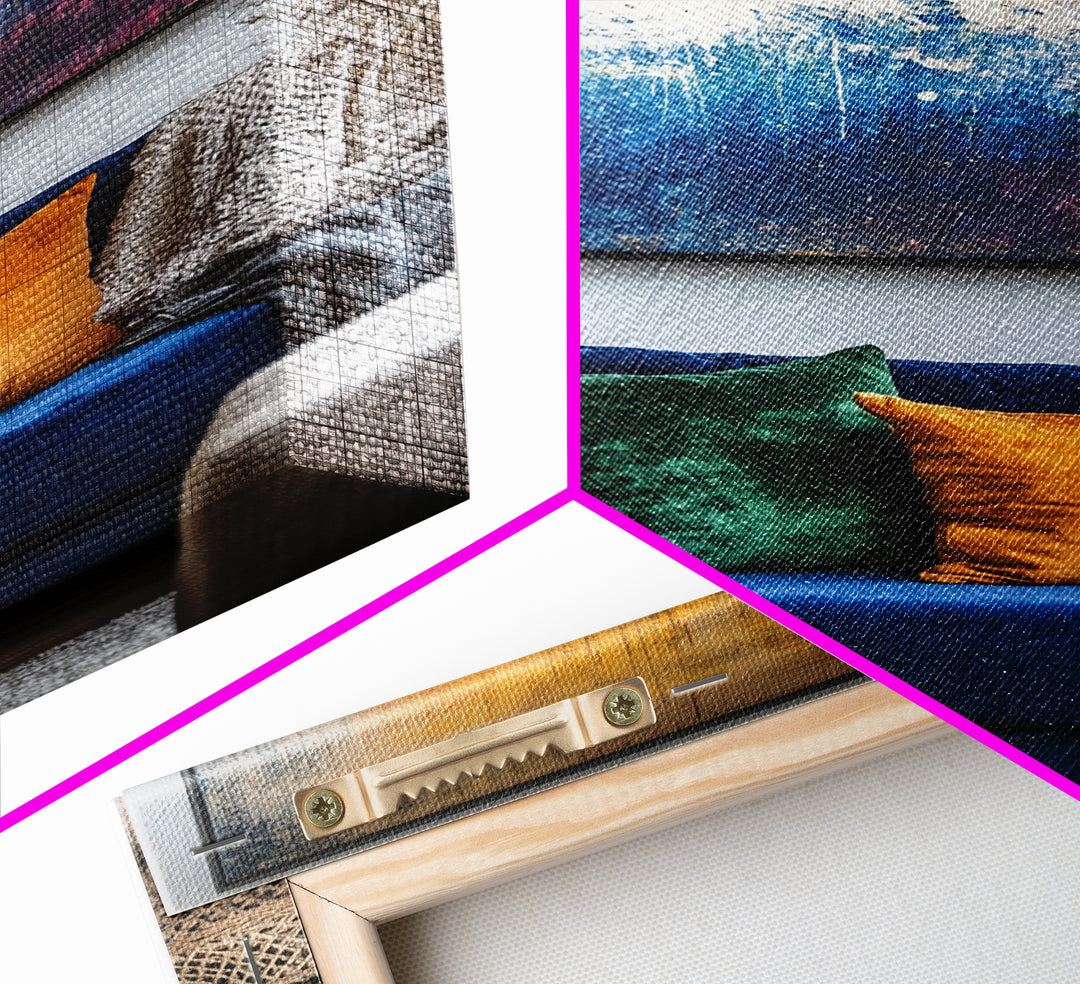 Abstract Color Drip, moody art, pink orange wall art, geometric wall art, bold living room art, Framed Canvas Print