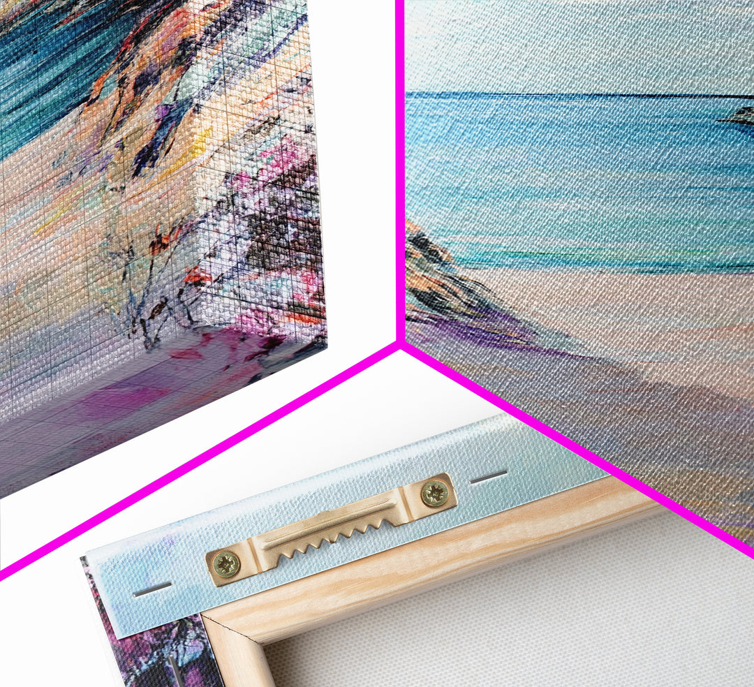 Coastal Cliff Path, coastal wall art, beach house decor, landscape painting, tropical wall art, Hawaii art, Canvas Print