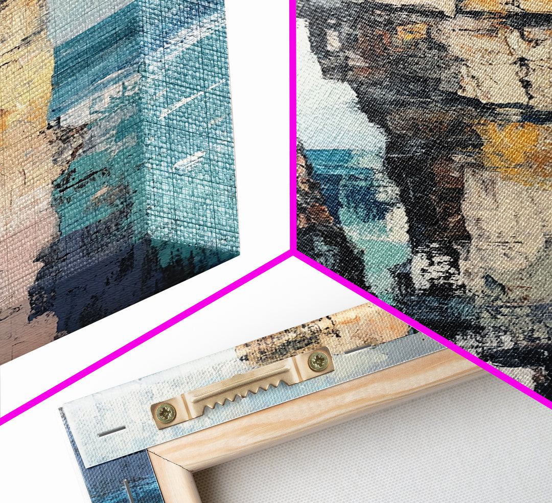 Coastal Rock Formation, Ireland Painting, Seascape Wall Art, Ocean Landscape, Nautical Decor, Framed Canvas Print, Living Room Art