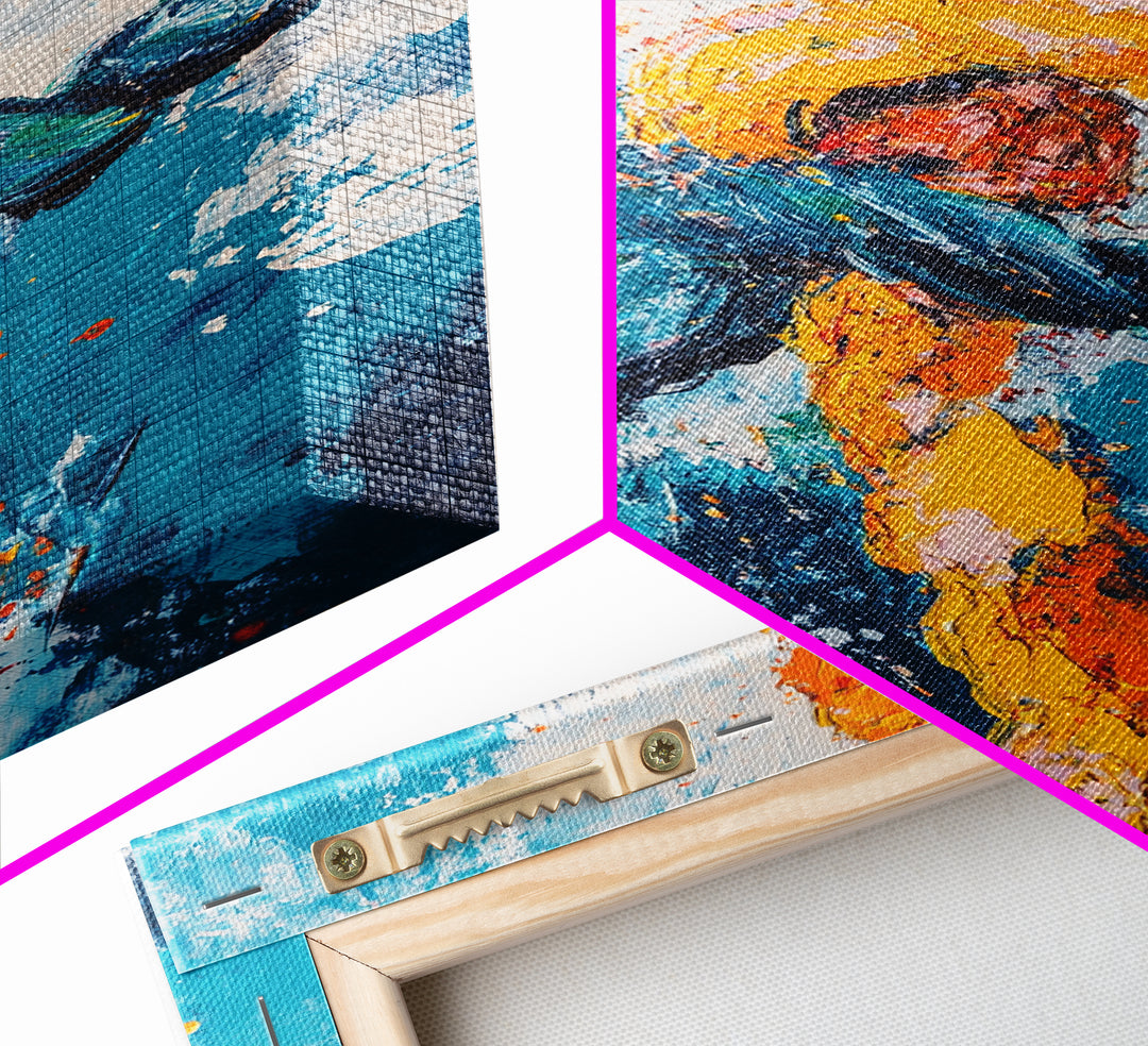 Rope, Knot, Abstract, Framed Canvas Print, nautical decor, coastal wall art, blue and green wall art, moody art, geometric wall art