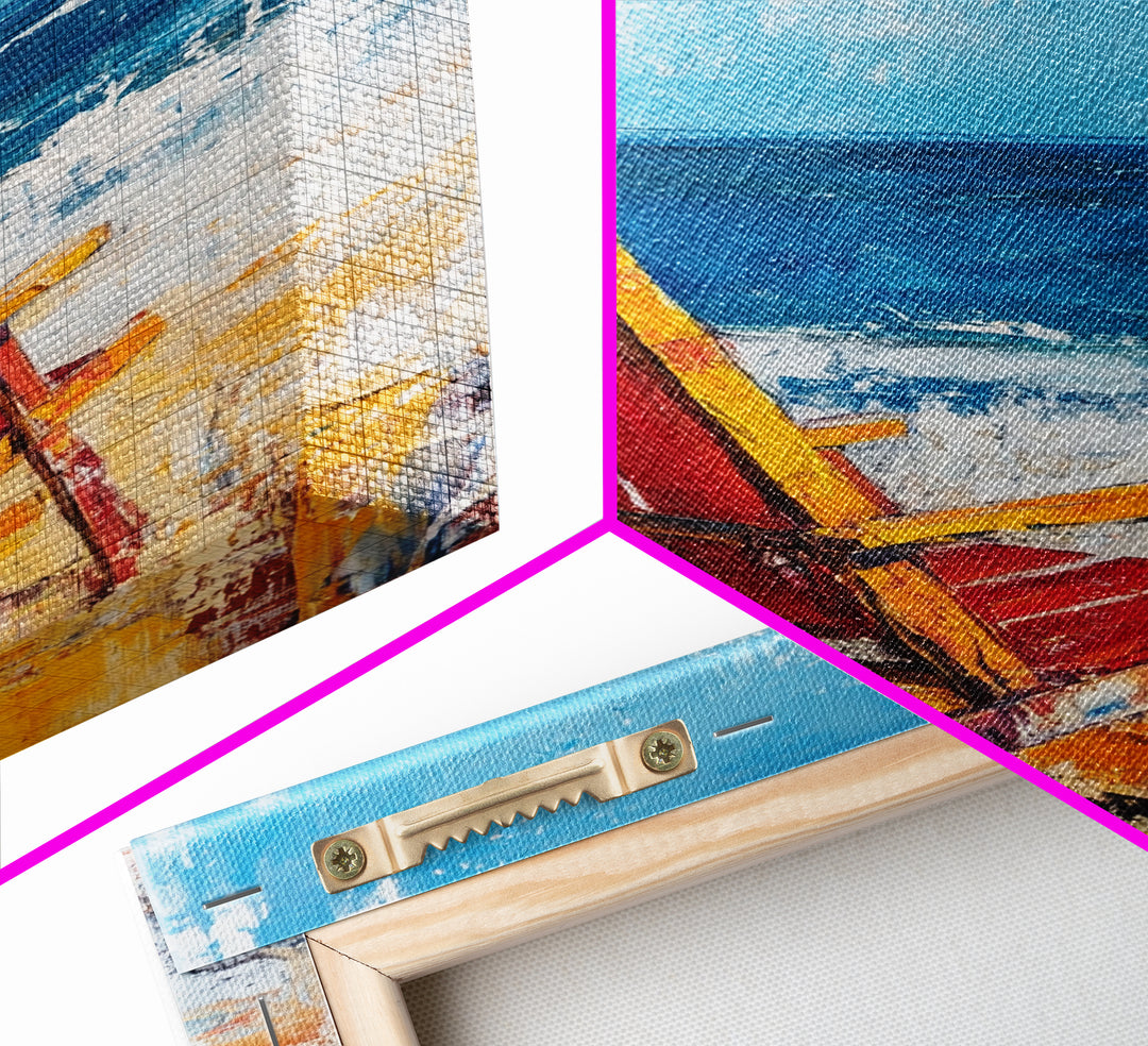 Beach Chair, Coastal Decor, Nautical Painting, Seascape Art, Ocean Wall Art, Coastal Landscape Art, Canvas Print, Gift Idea