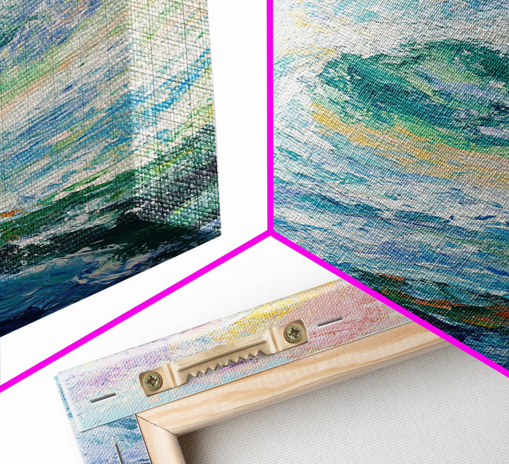 Ocean Wave Painting, Surf Wall Art, Coastal Cowgirl Wall Art, Seascape Painting, Canvas Print, Nautical Decor, Beach House Art
