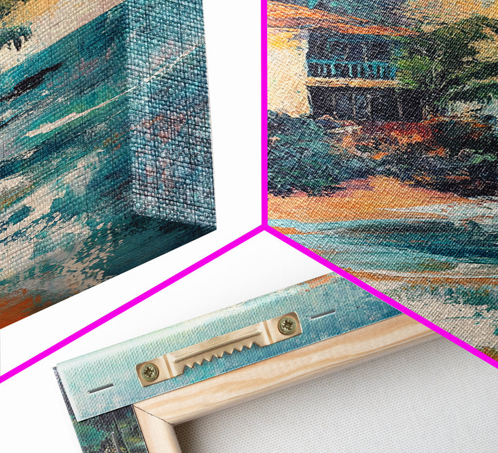 Coastal House, Tropical Art, Nautical Wall Art, Seascape Painting, Canvas Print, Palm Tree Art, Rustic Decor, Coastal Cowgirl Wall Art