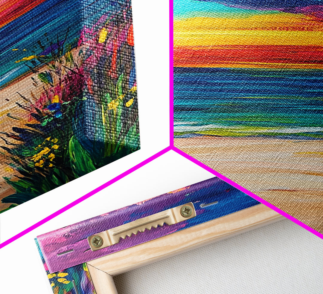 Colorful Sunset, coastal painting, seascape painting, pink orange wall art, Canvas Print, coastal cowgirl wall art, above bed wall art