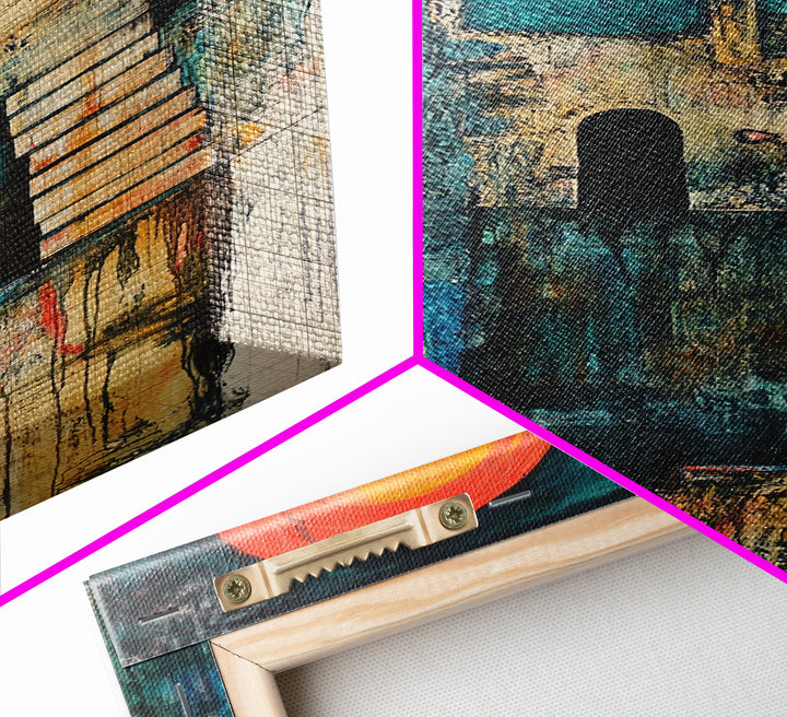 Abstract Castle, moody art, dark romance painting, gothic wall art, Canvas Print, Ozymandias art, blue and green wall art, vintage art