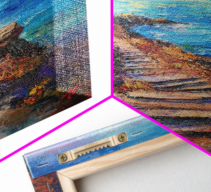 Coastal Path, landscape painting, nautical wall art, above sofa art, rustic decor, ocean view art, textured painting, canvas print