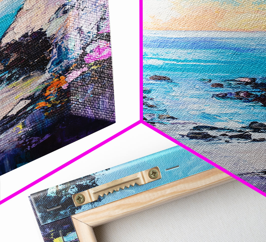 Coastal Cove, seascape painting, coastal decor, nautical wall art, blue and green wall art, framed canvas print, guest room art