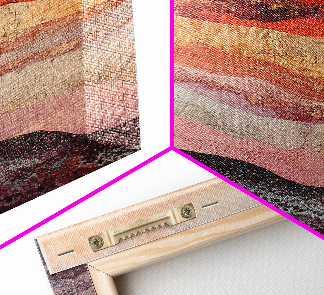 Abstract Landscape, mountain painting, geometric wall art, southwest wall art, moody art, gold abstract art, canvas print, wall art