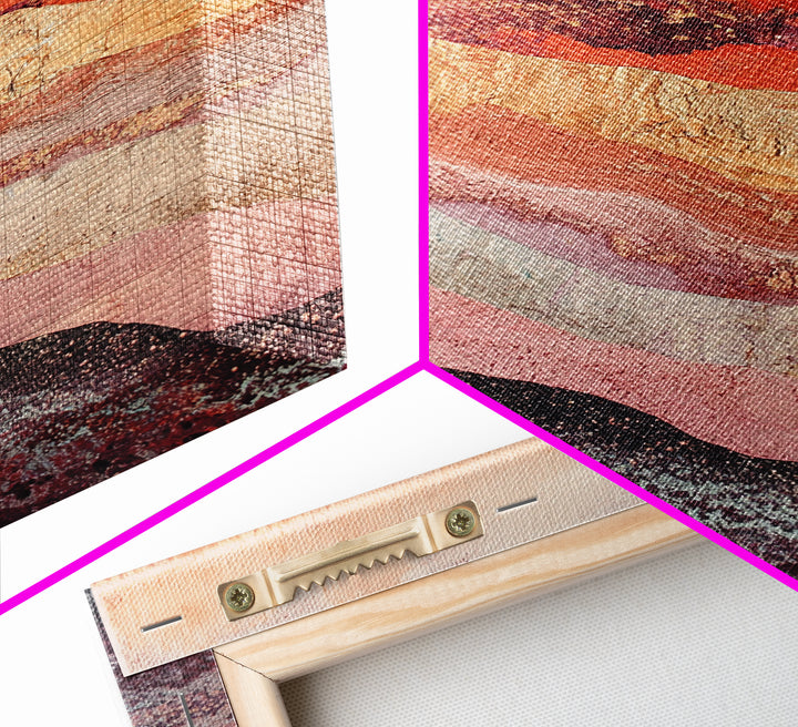 Abstract Landscape, mountain painting, geometric wall art, southwest wall art, moody art, gold abstract art, canvas print, wall art