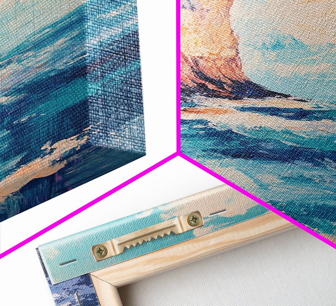 Coastal Cliffs, Seascape Painting, Ocean Waves, Canvas Print, Nautical Wall Art, Coastal Decor, Beach Art, Living Room Art