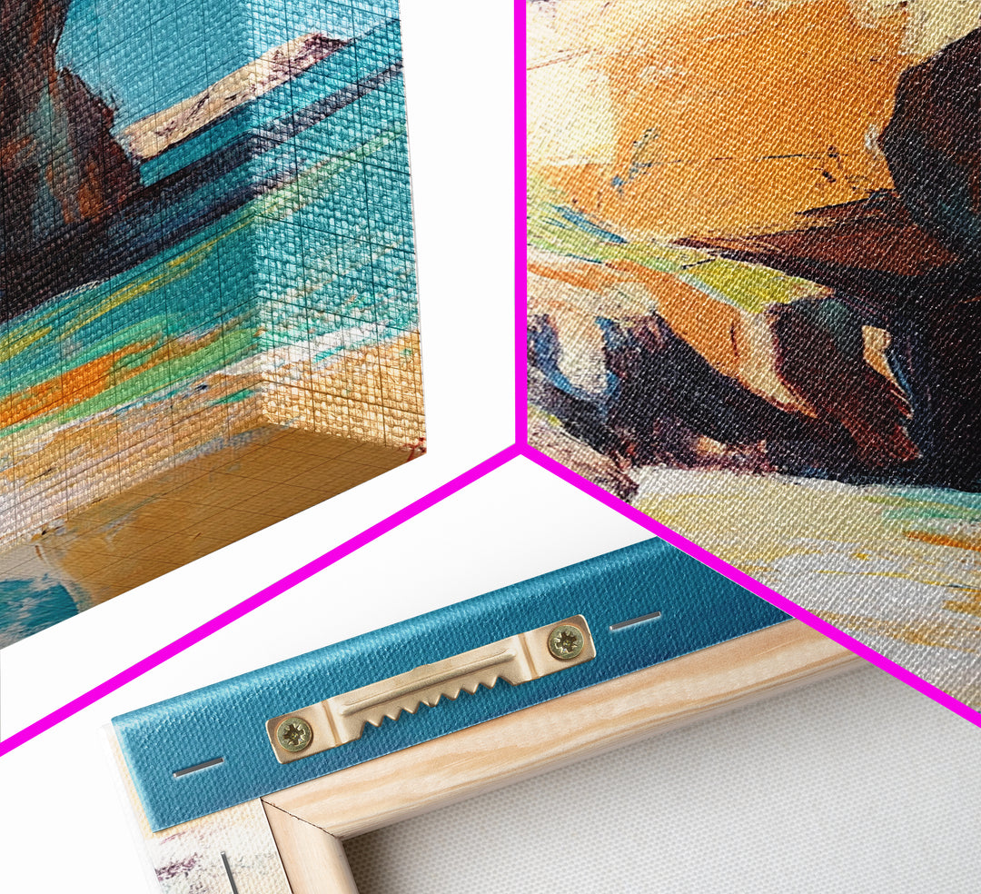 Coastal Rock, Seascape Painting, Canvas Print, Nautical Wall Art, Coastal Decor, Beach Art, Ocean Landscape, Gift Idea, Living Room Art