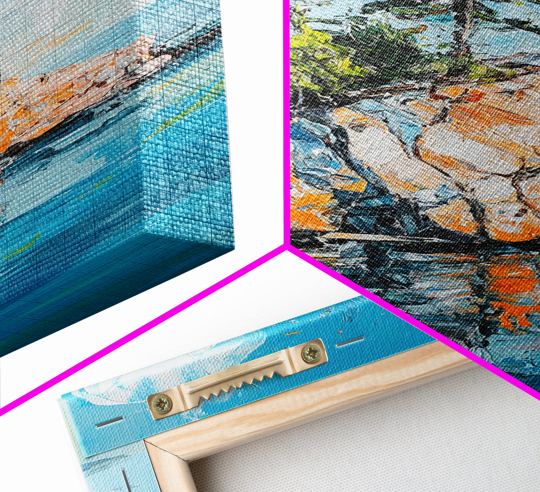 Rocky Island, Nature Painting, Canvas Print, Coastal Landscape Art, Ocean Wall Art, Nautical Decor, Living Room Art, Gift Idea