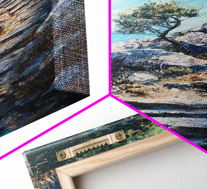 Rocky Path, Seaside Painting, Canvas Print, Coastal Landscape Art, Nautical Wall Art, Rustic Art, Above Bed Wall Art, Gift Idea