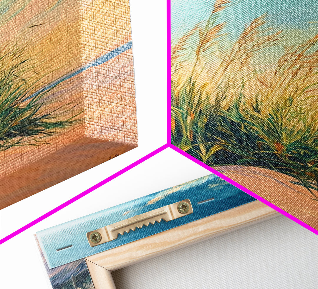 Beach Dune Painting, Coastal Landscape Art, Nautical Wall Art, Nature Wall Decor, Wabi Sabi Art, Framed Canvas Print, Bedroom Wall Art