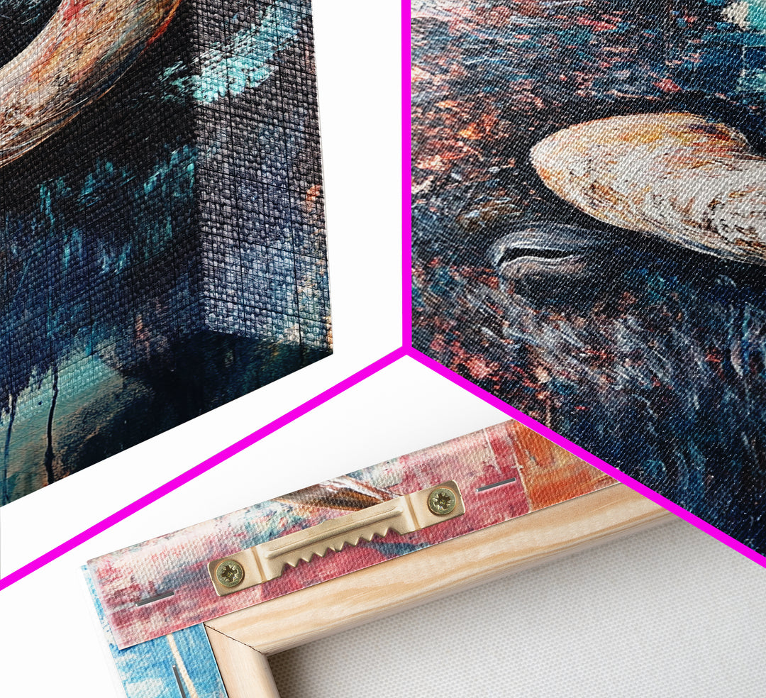 Buffalo Painting, Bull and Bear Art, Western Wall Art, Rustic Art, Farmhouse Art, Living Room Art, Canvas Print, Gift Idea