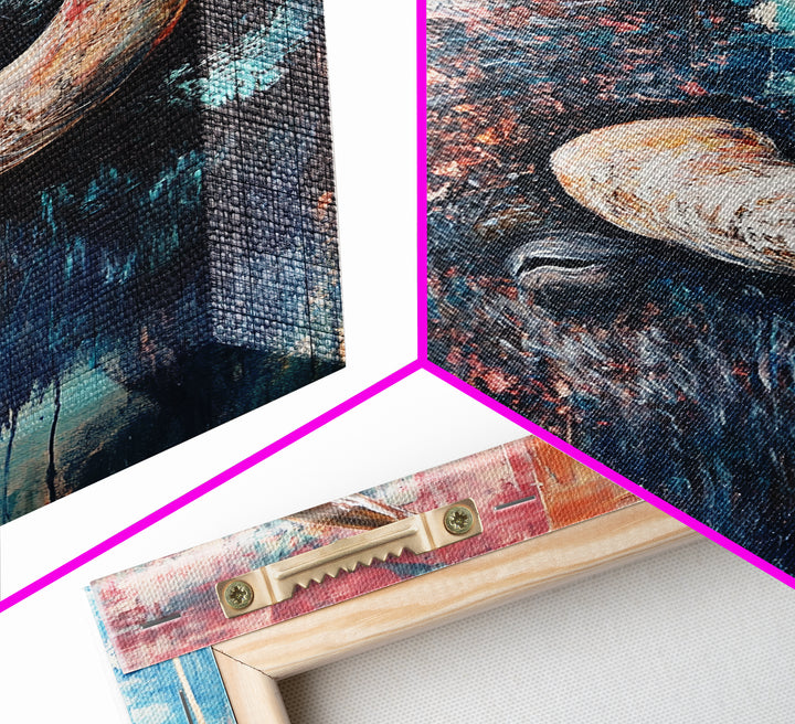 Buffalo Painting, Bull and Bear Art, Western Wall Art, Rustic Art, Farmhouse Art, Living Room Art, Canvas Print, Gift Idea