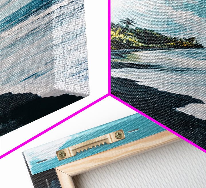 Black Sand Beach, Hawaii Art, Palm Tree Painting, Coastal Wall Art, Nautical Decor, Living Room Art, Canvas Print, Gift Idea