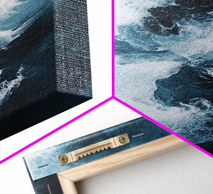 Abstract Ocean Mist Canvas Print | Modern Blue Wall Art | Fluid Painting | Minimalist Coastal Decor | Large Statement Artwork