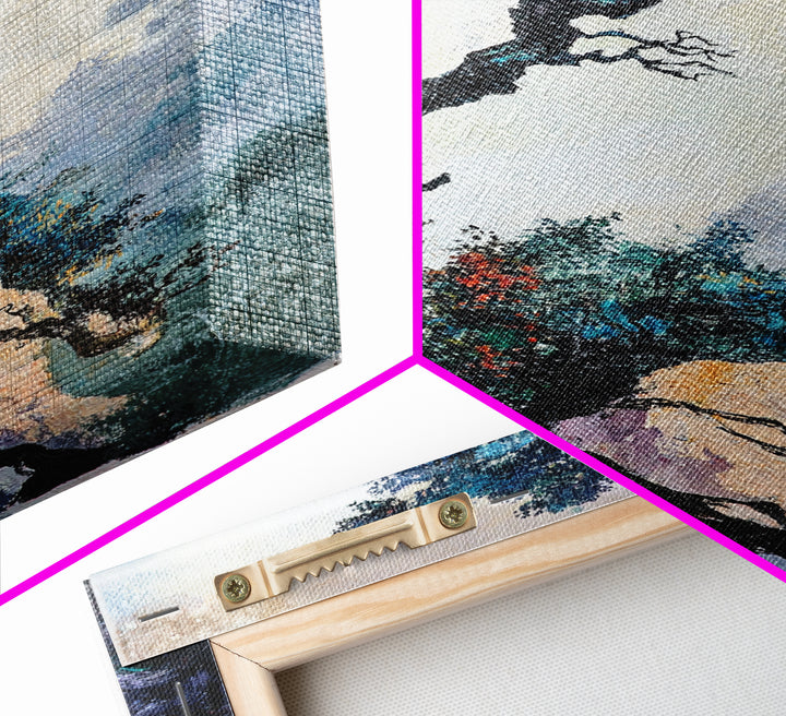 Bonsai Tree Canvas Print Japanese Zen Wall Art Serene Landscape Painting Minimalist Nature Decor Tranquil Home Aesthetic Meditative Artwork