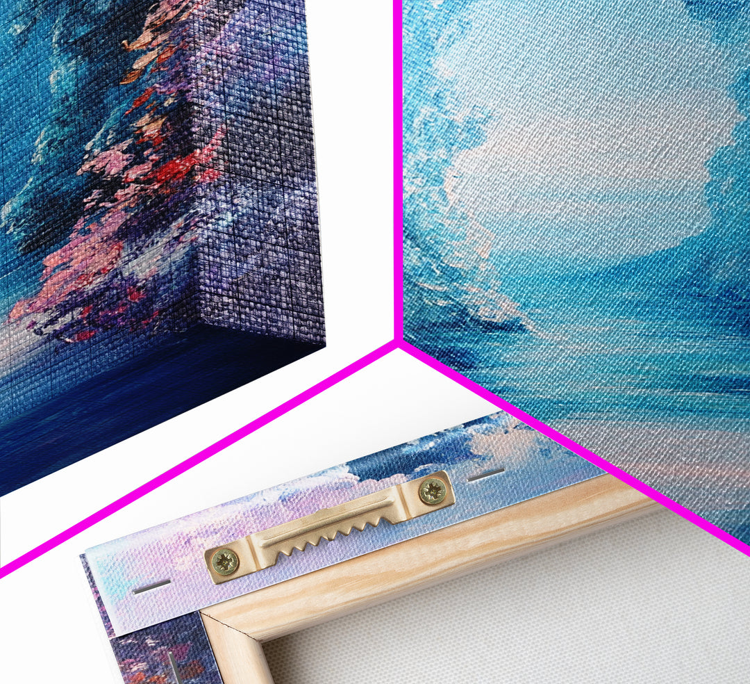 Dreamy Ocean Cave Canvas Print Fantasy Seascape Wall Art Mystical Nature Painting Boho Decor Beach Home Artwork Gift Under 100