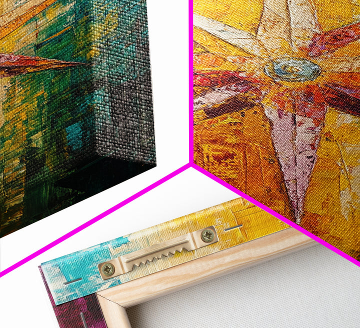 Compass Star Canvas Print Rustic Nautical Wall Art Adventure Decor Travel Lovers Gift Vibrant Abstract Living Room Artwork