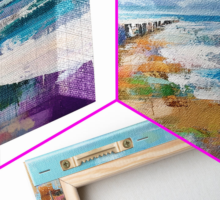 Ocean Pier, Coastal Landscape Art, Seascape Painting, Nautical Decor, Beach Wall Art, Living Room Art, Canvas Print, Gift Idea