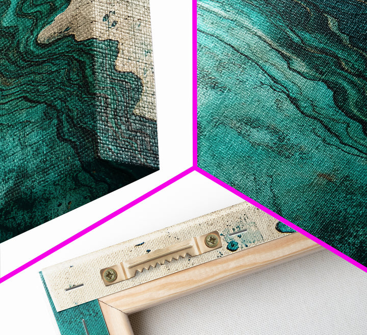 Abstract Turquoise Waves Canvas Print | Modern Wall Art | Fluid Acrylic Painting | Contemporary Home Decor | Office Art