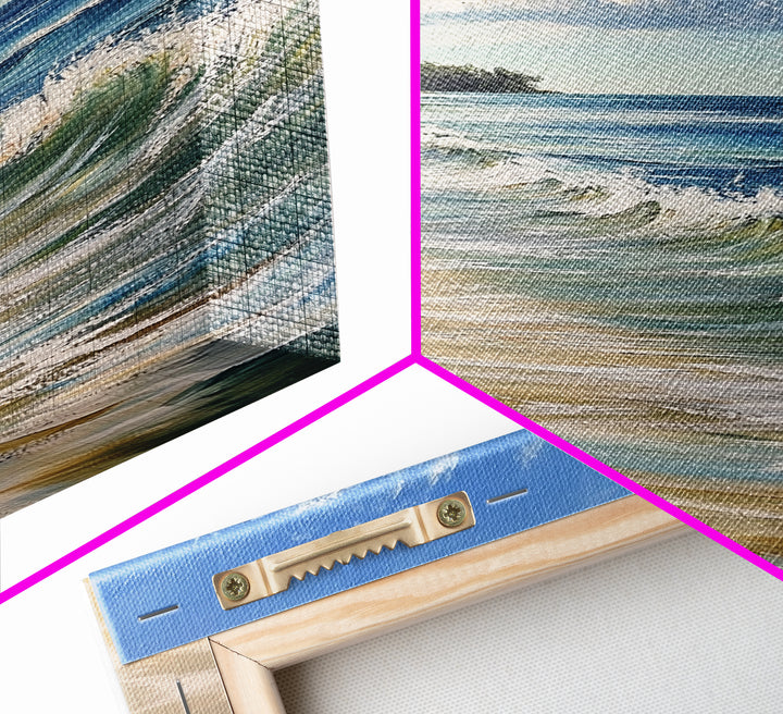 Beach Waves, Coastal Landscape Art, Nautical Wall Art, Above Bed Wall Art, Nautical Decor, Extra Wide Art, Framed Canvas Print