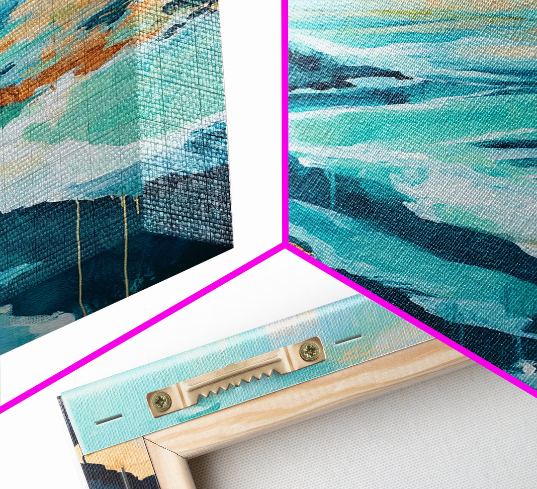 Coastal Cliffs, Nautical Painting, Seascape Painting, Rustic Decor, Extra Wide Art, Above Bed Wall Art, Framed Canvas Print