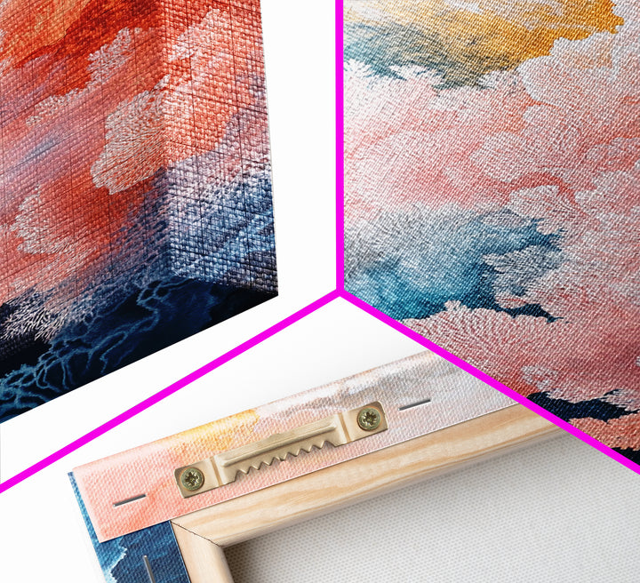 Coral Abstract, coastal landscape art, pink abstract art, botanical prints, nautical wall art, Framed Canvas Print, ocean-inspired decor