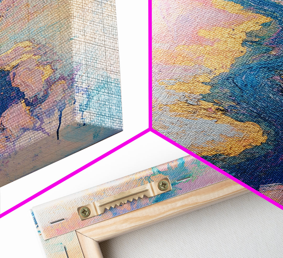 River Gold, gemstone painting, abstract landscape painting, pastel wall art, wabi sabi wall art, Framed Canvas Print, gift idea for her