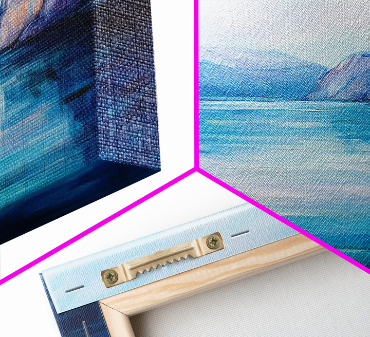 coastal landscape art, framed canvas print, nautical painting, seascape painting, blue and green wall art, ocean painting, gift idea