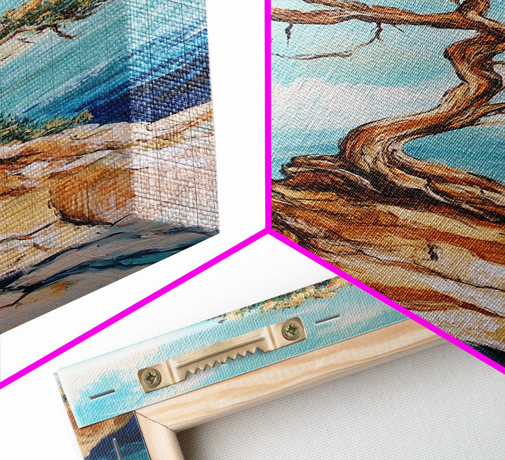 Bonsai Cliff, Pine Tree Art, Coastal Landscape Art, Nautical Decor, Coastal Wall Art, Canvas Print, Living Room Art, Gift Idea