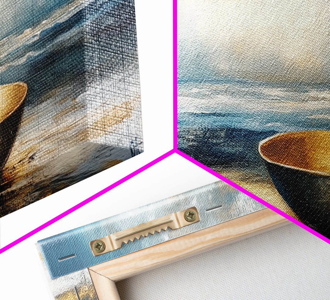Ocean Bowl Framed Canvas Print, Coastal Zen Wall Art, Beach Minimalist Home Decor, Tranquil Seascape Art, Modern Nautical Wall Decor