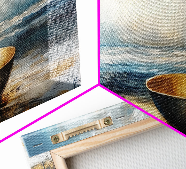 Ocean Bowl Framed Canvas Print, Coastal Zen Wall Art, Beach Minimalist Home Decor, Tranquil Seascape Art, Modern Nautical Wall Decor