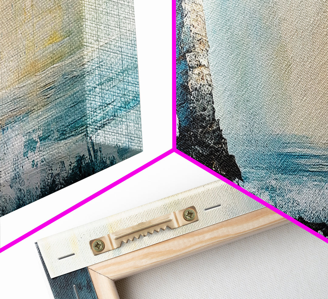 Dramatic Ocean Waves Framed Canvas Print, Moody Seascape Wall Art, Stormy Coastal Painting, Nautical Home Decor, Minimalist Art