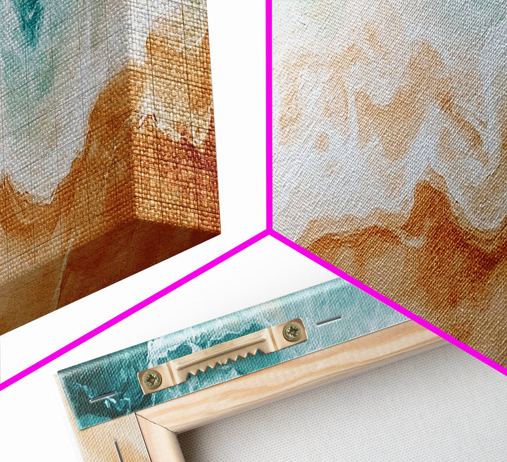 Coastal Beach Waves Painting, Serene Ocean Art, Abstract Shoreline Wall Decor, Neutral Beach House Decor, Modern Living Room Art