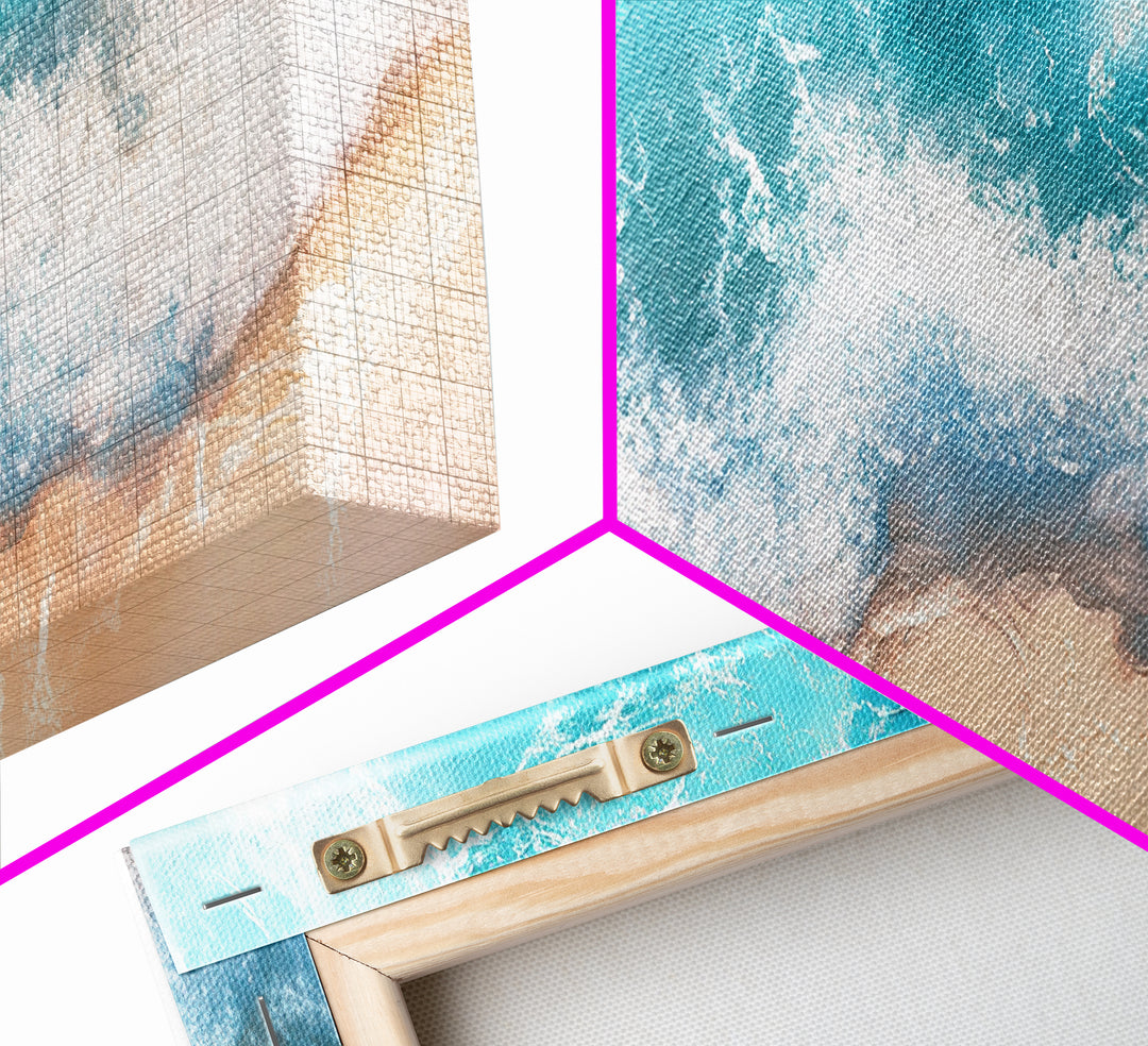 Beach Waves Canvas Print Tropical Shoreline Painting, Blue Ocean Art, Coastal Wall Decor, Relaxing Home Decor, Large Summer Wall Art