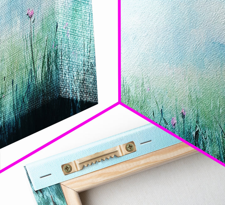 Dreamy Meadow Painting Framed Canvas Print - Soft Pastel Wildflower Art, Peaceful Nature Wall Decor, Bedroom BAesthetic, Gift Idea