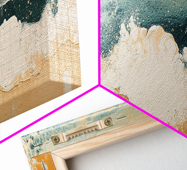 Abstract Ocean Waves Framed Canvas Print Coastal Wall Art, Beach House Decor, Modern Seascape, Large Wall Art, Minimalist Art