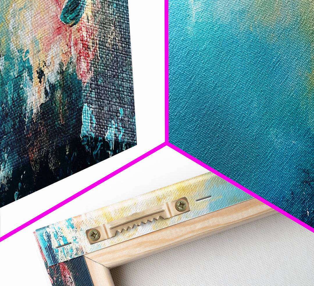 Abstract Ocean Reef Framed Canvas Print Coastal Wall Art, Underwater Seascape, Beach House Decor, Nautical Theme, Blue Wall Art