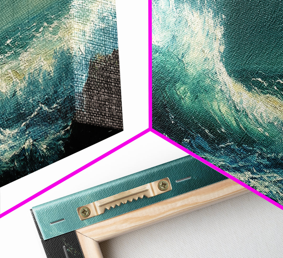 Dark Ocean Wave Canvas Print Dramatic Seascape Art, Coastal Wall Art, Stormy Water Painting, Nautical Home Decor, Large Wall Art