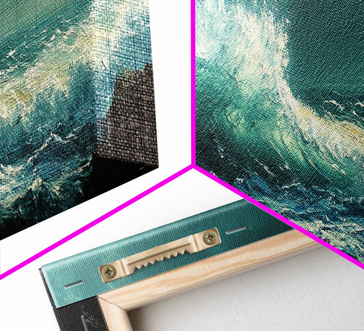 Dark Ocean Wave Canvas Print Dramatic Seascape Art, Coastal Wall Art, Stormy Water Painting, Nautical Home Decor, Large Wall Art