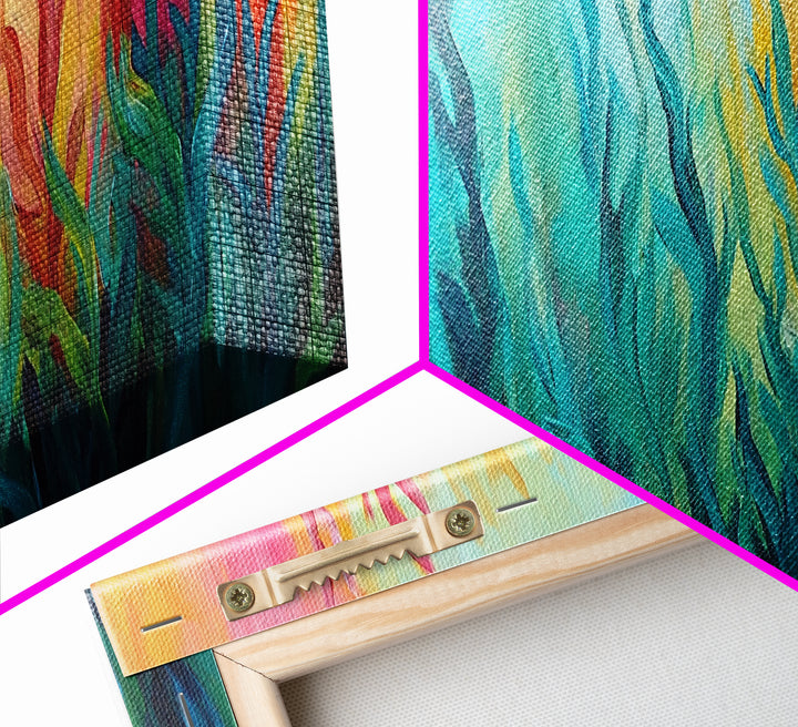 Abstract Seaweed Canvas Print Vibrant Coastal Wall Art, Ocean Inspired Decor, Modern Underwater Painting, Boho Home Accent