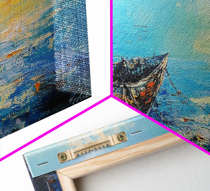 Abandoned Boat Canvas Print Nautical Wall Art, Coastal Decor, Seascape Painting, Ocean Inspired Artwork, Living Room Aesthetic